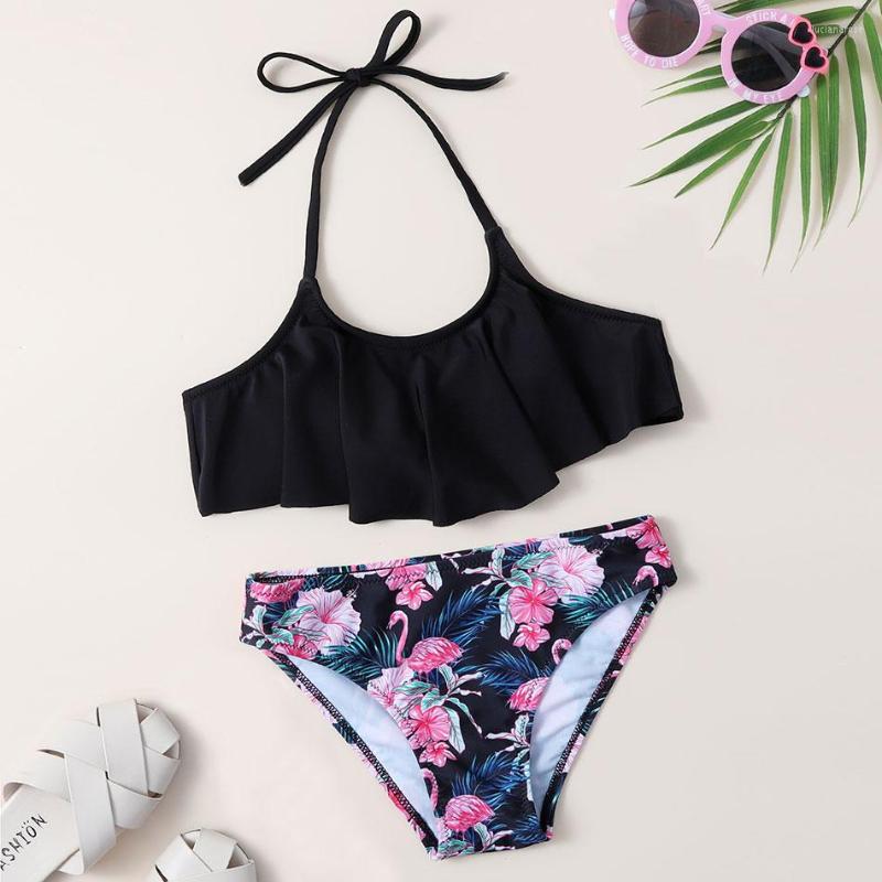 Women's Swimwear Tropical Floral&Flamingo Girl Swimsuit Kids Flounce Two Piece Children's Halter Top Bikini Set Girls Bathing Suits, Black
Women's Swimwear Tropical Floral&Flamingo Girl Swimsuit Kids Flounce Two Piece Children's Halter Top Bikini Set Girls Bathing Suits, Black