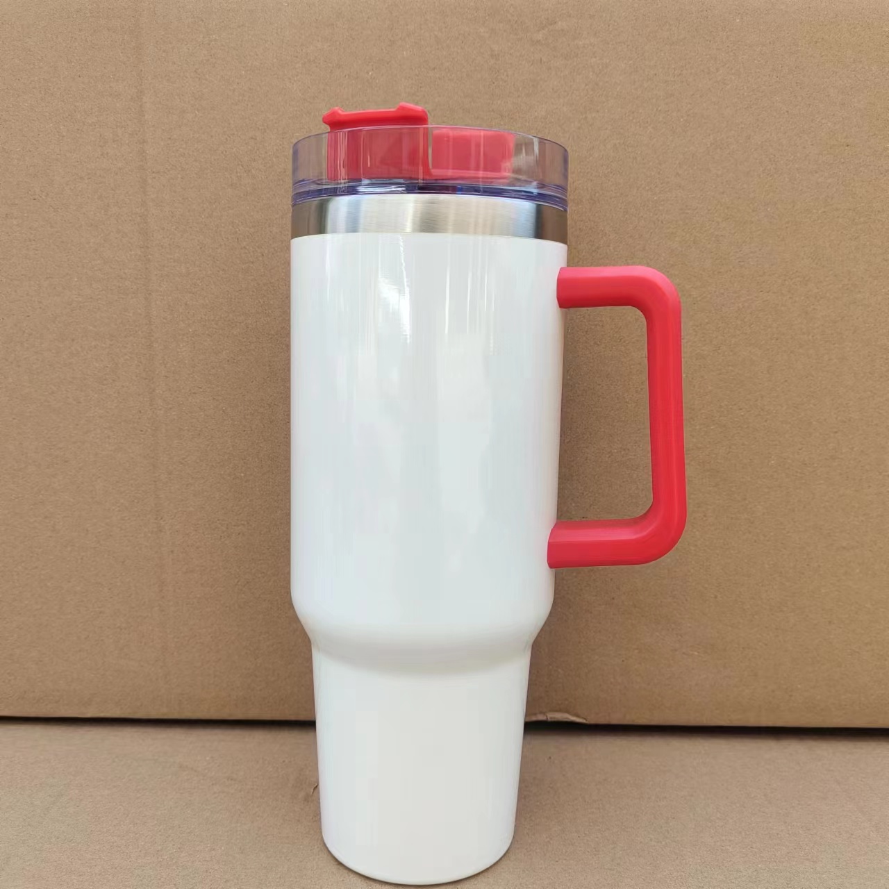 Sublimation 40oz tumbler with colored lids and Handle big capacity stainless steel travel cup Reusable Insulated Travel Tumbler Coffee Mug handle can 