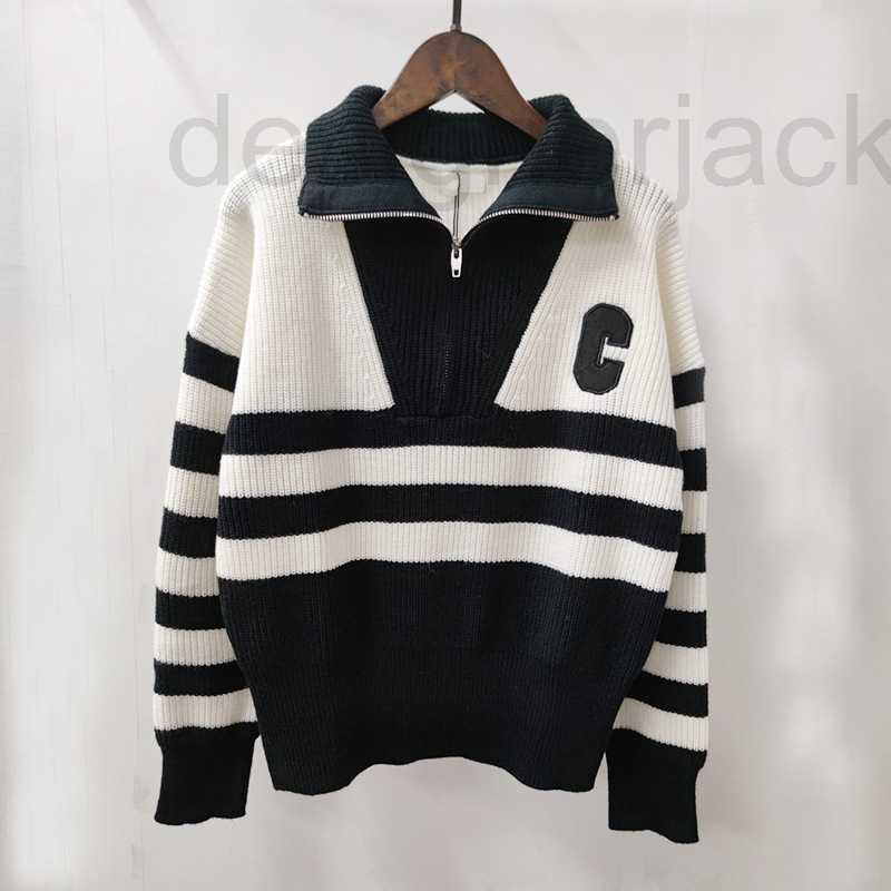 Women' Knits & Tees designer Small black and white contrast striped knitted top western-style aging zippered polo sweater NLZG
Women' Knits & Tees designer Small black and white contrast striped knitted top western-style aging zippered polo sweater NLZG