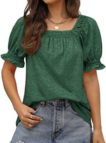Womens t-shirt summer tops loose fit casual short sleeve trendy square neck shirts woman t shirt no print4MES, Purple
Womens t-shirt summer tops loose fit casual short sleeve trendy square neck shirts woman t shirt no print4MES, Purple
