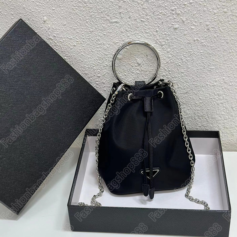 Designers Iron ring Drawstring bags luxury Bucket bag mini handel handbags Nylon pouch women lady messenger bag satchel chain shoulder Purse Designer bag, Black
Designers Iron ring Drawstring bags luxury Bucket bag mini handel handbags Nylon pouch women lady messenger bag satchel chain shoulder Purse Designer bag, Black