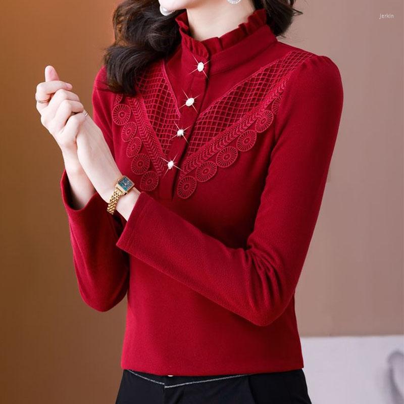 Women's Blouses Female Embroidery Spliced Solid Color Stand Collar T-shirt Autumn Winter Office Lady Fashion Button Slim Fleece Long Sleeve, Blue
Women's Blouses Female Embroidery Spliced Solid Color Stand Collar T-shirt Autumn Winter Office Lady Fashion Button Slim Fleece Long Sleeve, Blue