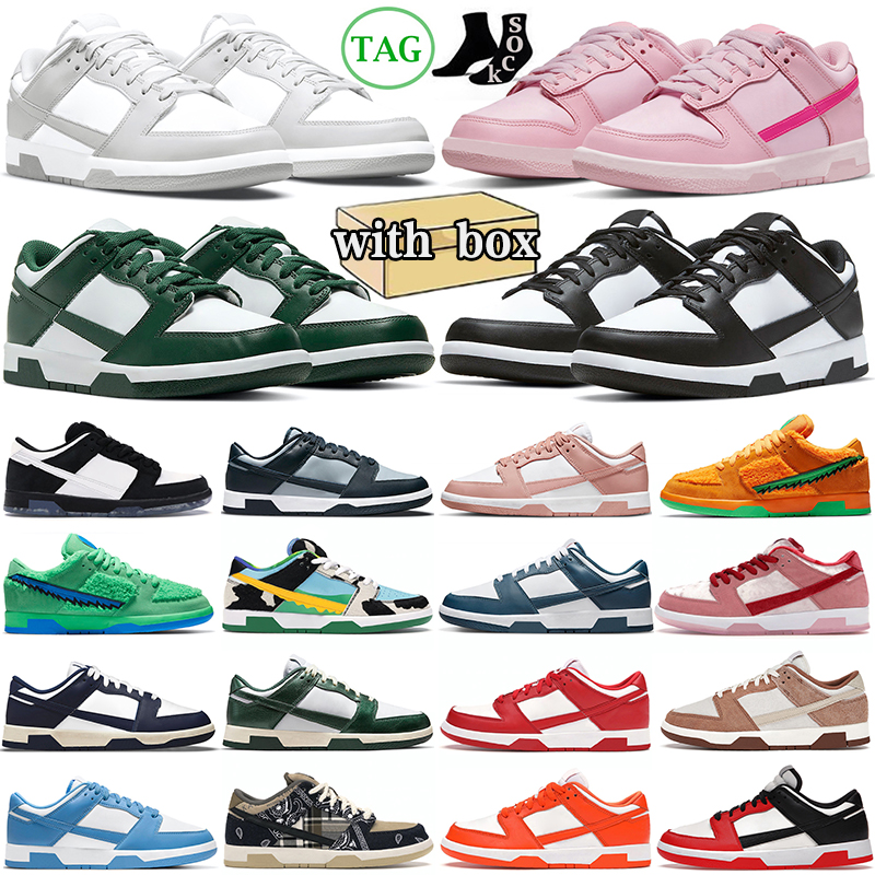 With Box low running shoes men women Panda White Black Team Green Grey Fog University Blue Rose Whisper GAI mens trainers lows womens outdoors sports sneakers