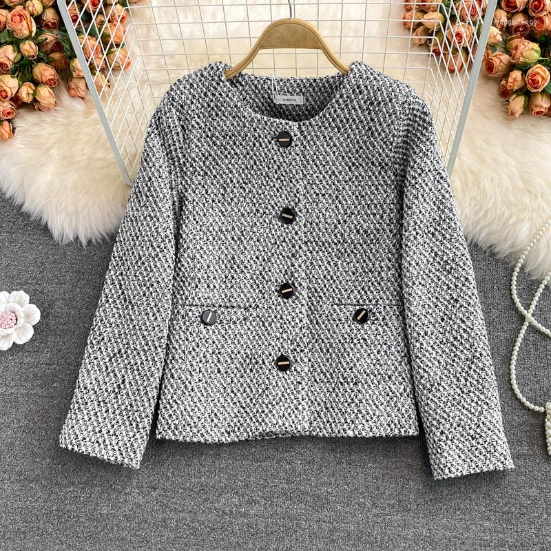 Women's Jackets Autumn Winter Korean Women's Single Breasted Chic Tweed Woolen Coat Retro Suit Jacket Top Casaco Outweart, Gray
Women's Jackets Autumn Winter Korean Women's Single Breasted Chic Tweed Woolen Coat Retro Suit Jacket Top Casaco Outweart, Gray