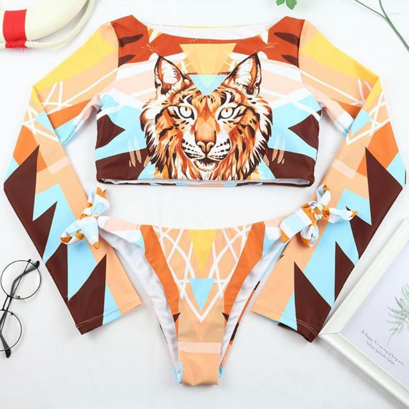 Women's Swimwear 2 Pcs/Set Terrific Women Swimsuit O Neck Soft Thong All Match Summer, Yellow
