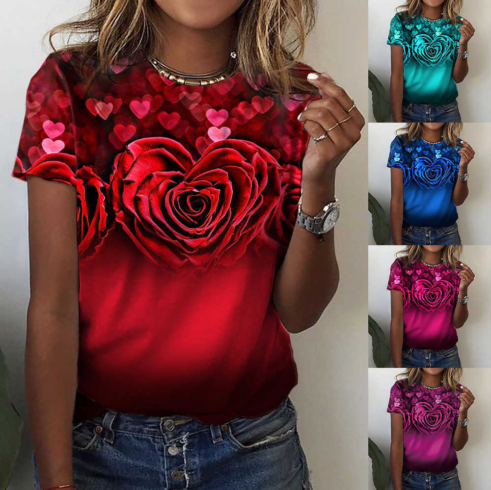 2023 Summer New Temu Women's Rose Print Loose Round Neck Short Sleeve T-shirt Women, Blue
2023 Summer New Temu Women's Rose Print Loose Round Neck Short Sleeve T-shirt Women, Blue