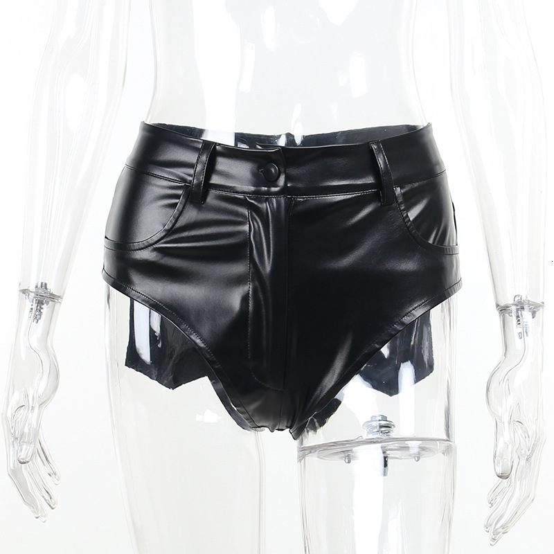 Women's Shorts Echoine High waist PU Leather Mini for Women Skinny Bodcon Sexy Party Club Street Short Pants Black 230314