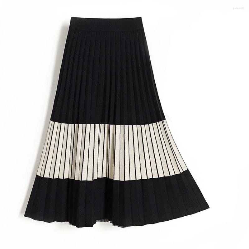 Skirts 2023 Winter Women High Waist Elegant A-Line Thick Kint Pleated Stripe Black Jupe Femme Saias
Skirts 2023 Winter Women High Waist Elegant A-Line Thick Kint Pleated Stripe Black Jupe Femme Saias