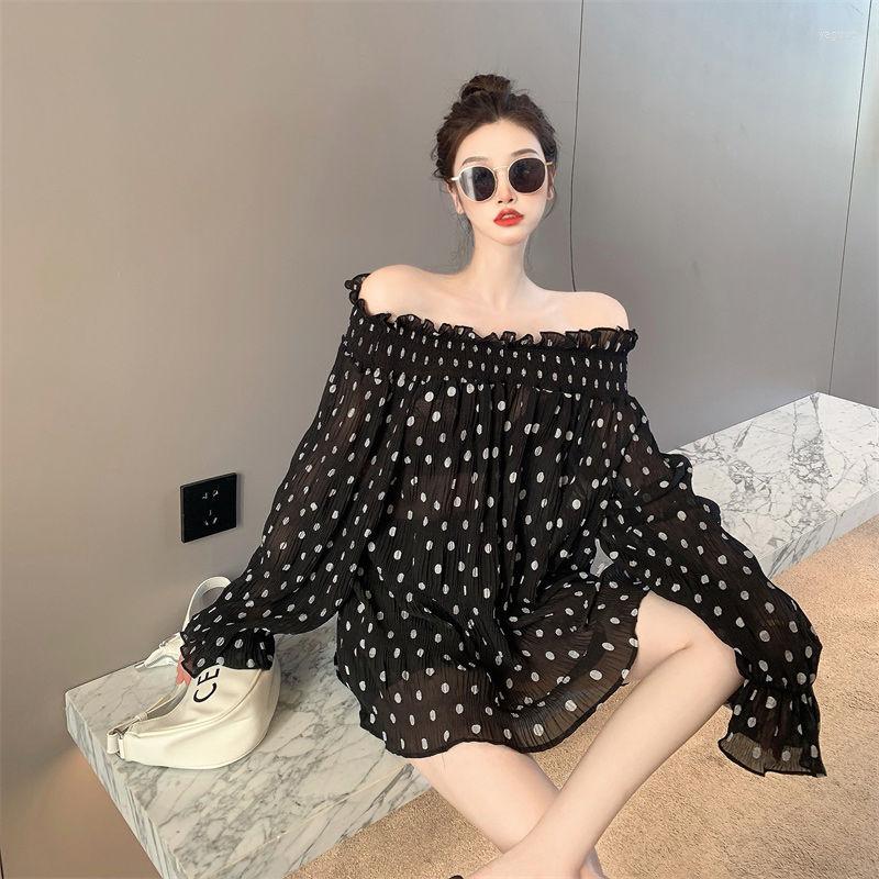Women's Blouses Women Sexy Shirt Top Summer Off Shoulder Polka Casual Chiffon Blouse Female Slash Neck Tops Clothing Blusas E188, Black
Women's Blouses Women Sexy Shirt Top Summer Off Shoulder Polka Casual Chiffon Blouse Female Slash Neck Tops Clothing Blusas E188, Black