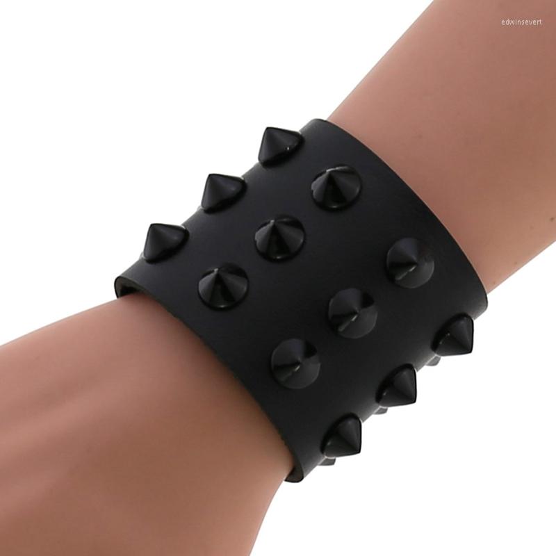 Charm Bracelets Punk Exaggerated Black Taper Spike Rivet Three Row Leather Wide Bracele Bangle For Men Women Hiphop Jewelry
Charm Bracelets Punk Exaggerated Black Taper Spike Rivet Three Row Leather Wide Bracele Bangle For Men Women Hiphop Jewelry