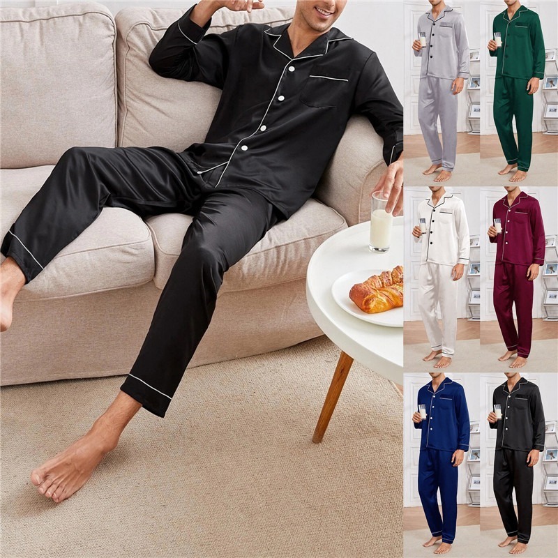 Men's Sleepwear Men Sleepwear Silk Satin Pijama Turn-down Collar Pajama Sets Long Sleeve Sleep Clothes Male 2 Pieces Sets Home Suits Pyjamas 3XL 230316, Green
Men's Sleepwear Men Sleepwear Silk Satin Pijama Turn-down Collar Pajama Sets Long Sleeve Sleep Clothes Male 2 Pieces Sets Home Suits Pyjamas 3XL 230316, Green