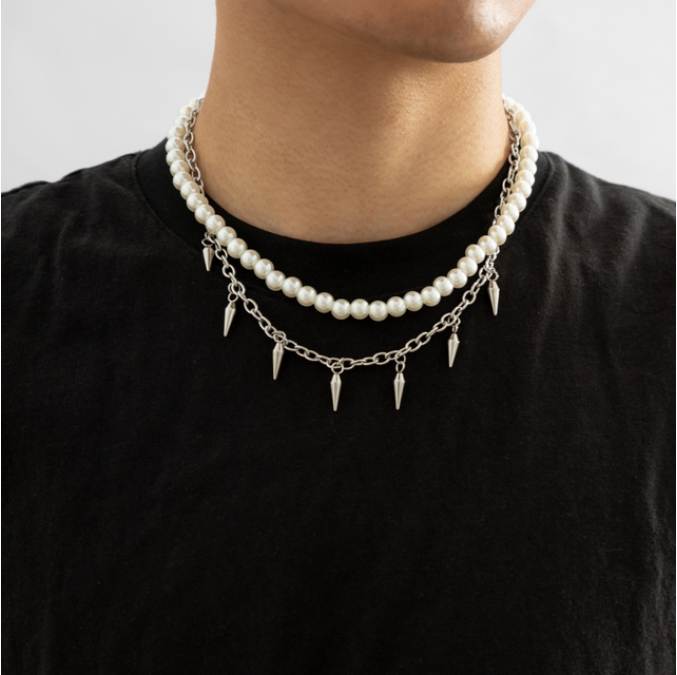 Punk Pearl Beads Chain Spikes/Cross Pendant Necklace Men Hiphop Layered Stainless Steel Choker Necklace Set Fashion Jewelry
Punk Pearl Beads Chain Spikes/Cross Pendant Necklace Men Hiphop Layered Stainless Steel Choker Necklace Set Fashion Jewelry