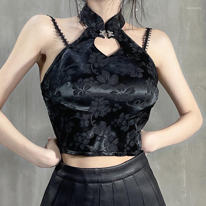 Women' Tanks Chinese Jacquard Design Hollowed Heart Shape Halter Spaghetti Straps Vest Backless Tight Short Top, Black
Women' Tanks Chinese Jacquard Design Hollowed Heart Shape Halter Spaghetti Straps Vest Backless Tight Short Top, Black