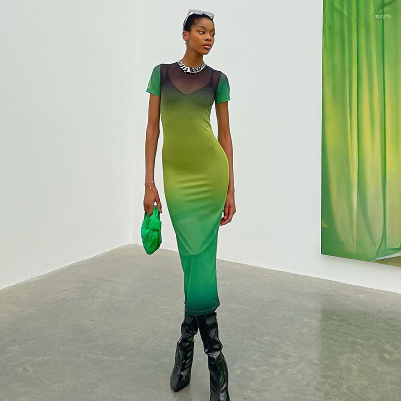 Casual Dresses Mesh Gradient Green Short Sleeve O-Neck See Through Sexy Bodycon Maxi Dress 2023 Fall Women Fashion Vacation Club Y2K
Casual Dresses Mesh Gradient Green Short Sleeve O-Neck See Through Sexy Bodycon Maxi Dress 2023 Fall Women Fashion Vacation Club Y2K