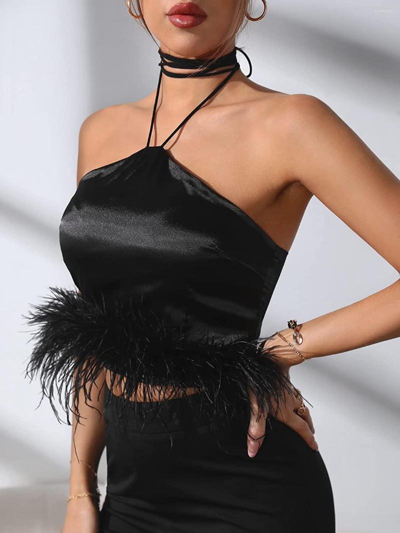 Women' Tanks Women Vest Sleeveless Lacing Halterneck Backless Feather Patchwork Summer Tops For Club Party Street Style -XL, Black
Women' Tanks Women Vest Sleeveless Lacing Halterneck Backless Feather Patchwork Summer Tops For Club Party Street Style -XL, Black