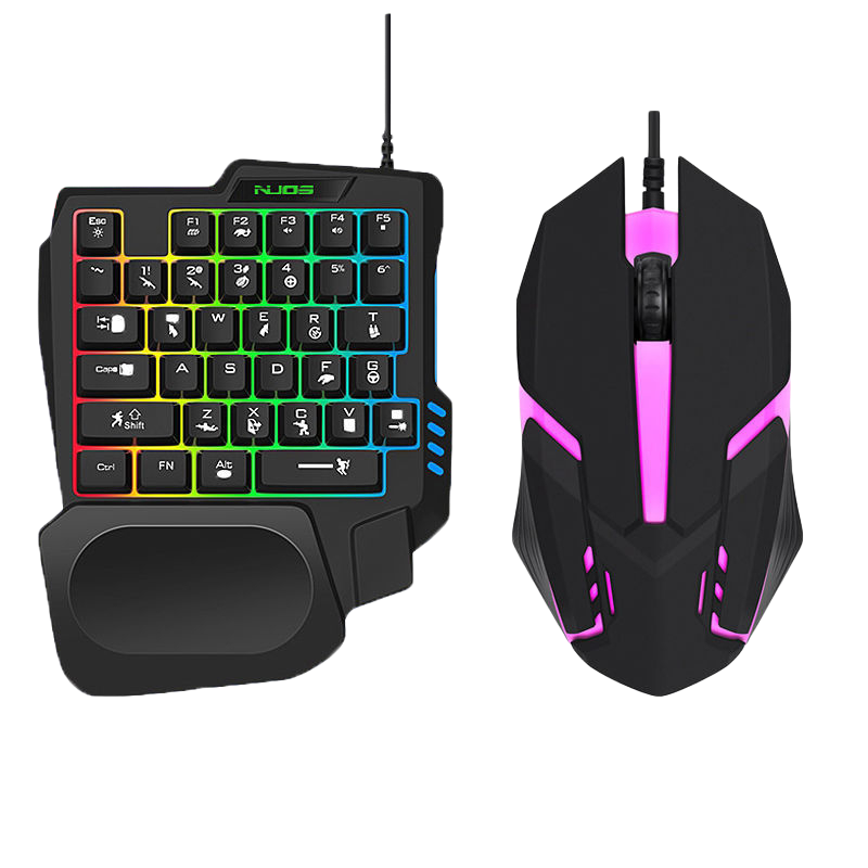 Mobile Phone PUBG One-Handed Gaming Keyboard and Mouse Kit Wired Mouse Keyboard Set for Mobile Phone Tablet PC Android Gamer