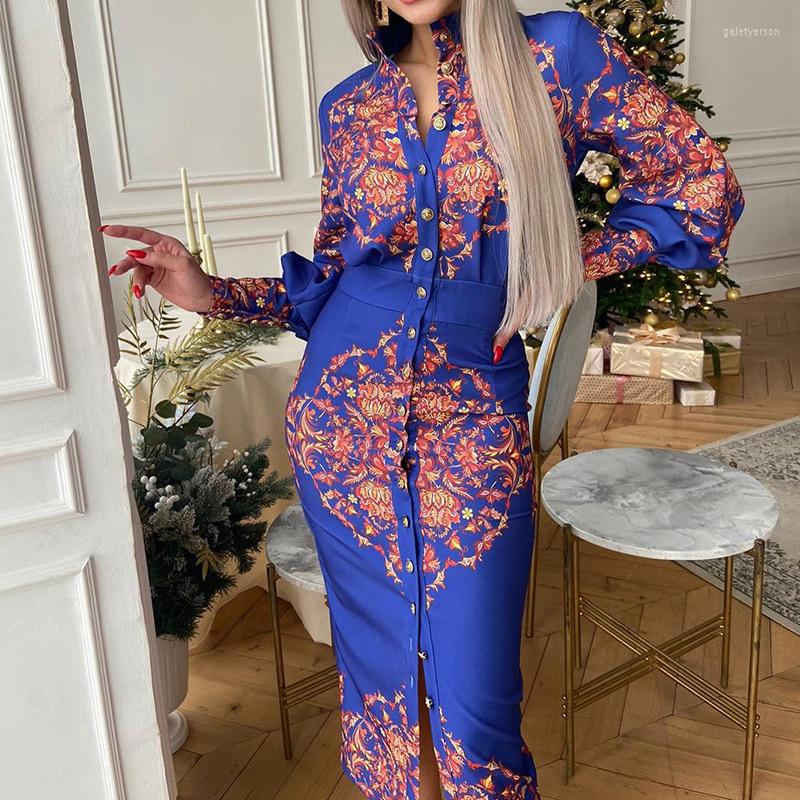 Casual Dresses Women Stand Collar Printed Shirt Dress Spring Single-breasted Elegant Long Party Summer Sleeve Office Slim XL, Blue
Casual Dresses Women Stand Collar Printed Shirt Dress Spring Single-breasted Elegant Long Party Summer Sleeve Office Slim XL, Blue