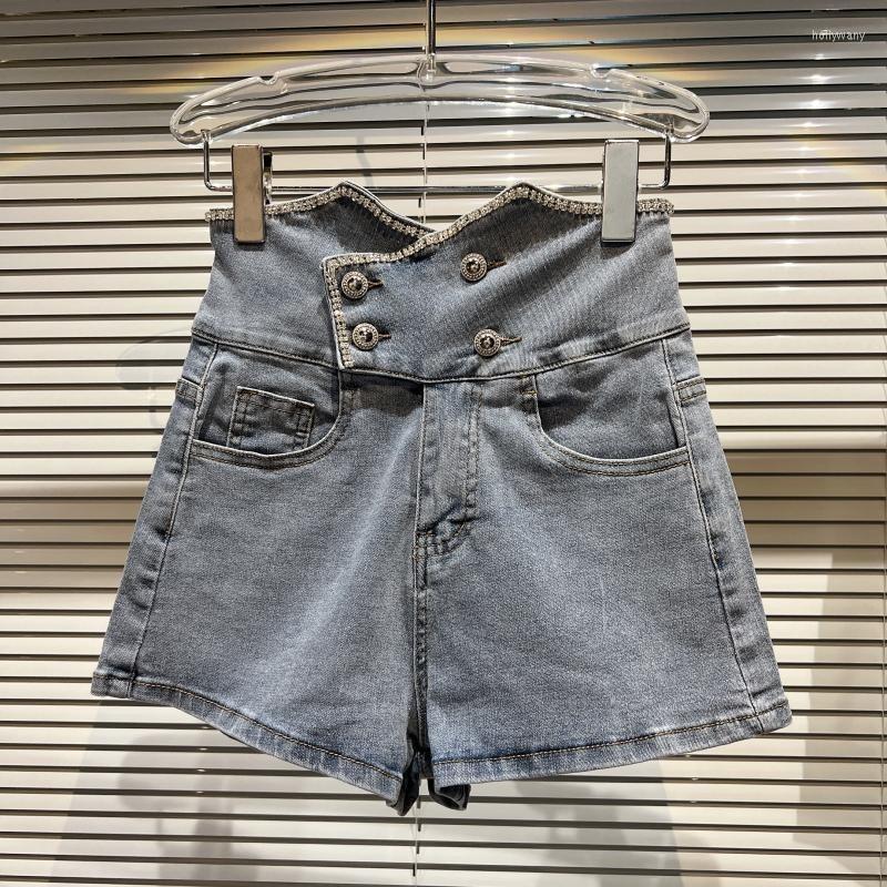 Women' Jeans Collection High Waist Rhinestone Double Breasted Buttons Light Blue Stretch Denim Shorts Women Short GF349
Women' Jeans Collection High Waist Rhinestone Double Breasted Buttons Light Blue Stretch Denim Shorts Women Short GF349