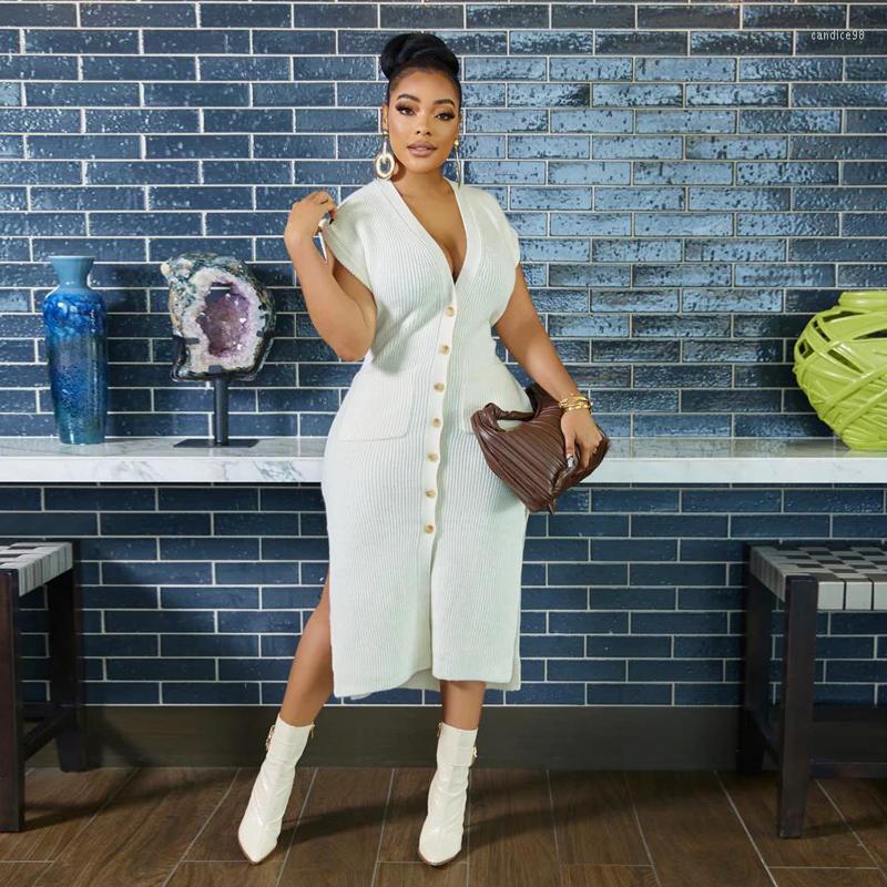 Casual Dresses Autumn Winter Women Sexy V Neck Knitted Cardigan Sweater Long Dress Fashion Short Sleeve Single Breasted Bodycon, White
Casual Dresses Autumn Winter Women Sexy V Neck Knitted Cardigan Sweater Long Dress Fashion Short Sleeve Single Breasted Bodycon, White