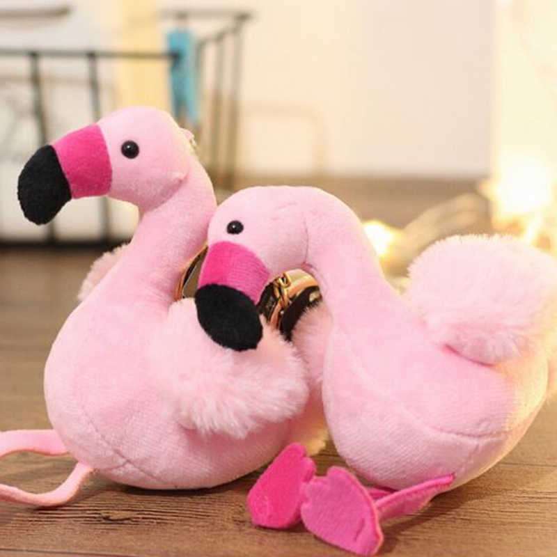 Wholesale 500 Pcs 15CM Flamingo Bird Keychain Stuffed Animal Wildlife Collectible Soft Plush Doll Toy Birthday Gift For Girl