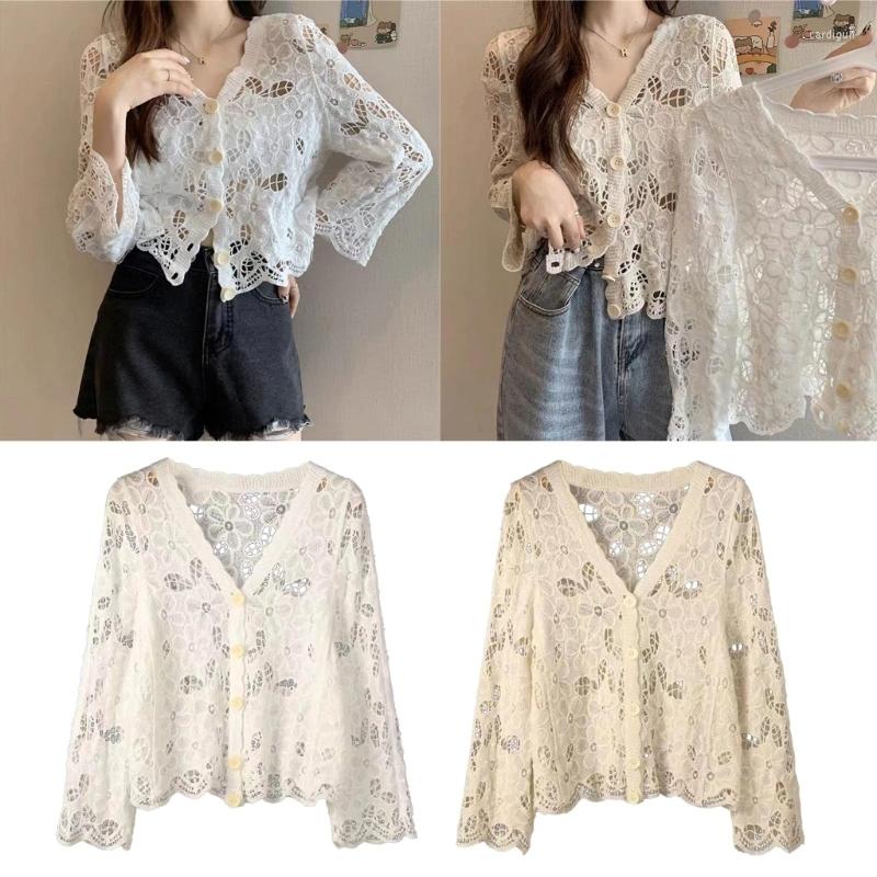 Women's Blouses Spring Knit Button Down Sweater Cardigan For Womens V-Neck Long Sleeve Hollow Out Crochet Floral Cropped Jackets Coat, White
Women's Blouses Spring Knit Button Down Sweater Cardigan For Womens V-Neck Long Sleeve Hollow Out Crochet Floral Cropped Jackets Coat, White