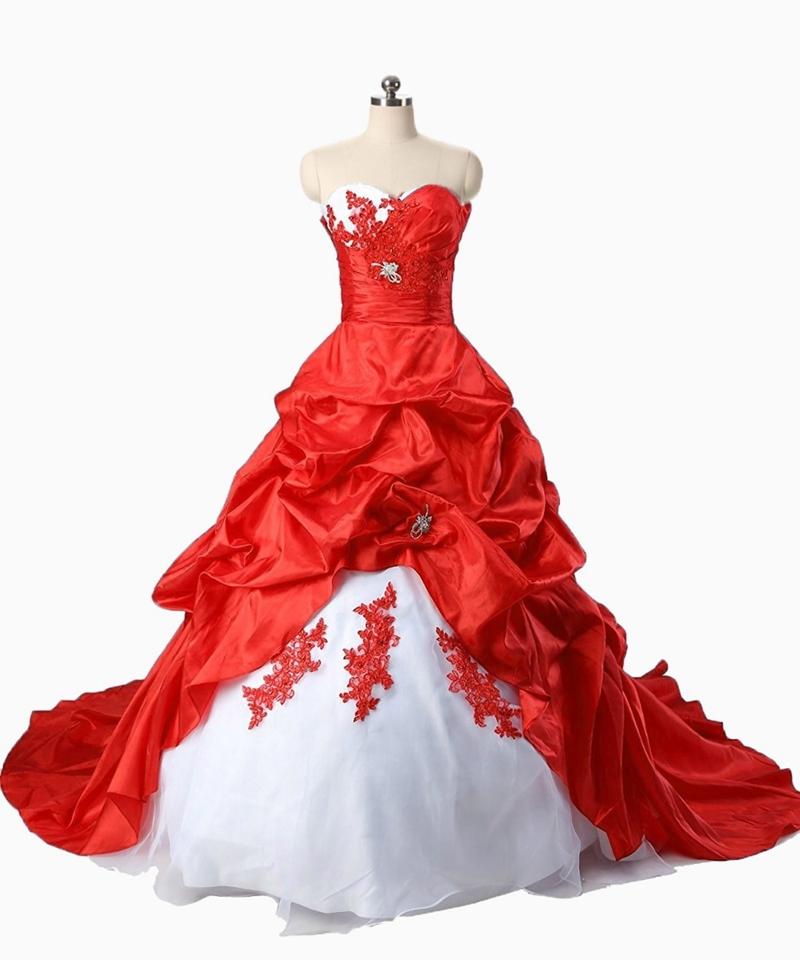 Vintage White And Red Wedding Dress Sweetheart Necke Sleeveless Ruched Bridal Gowns Back Lace-Up Plus Size Long Retro Gothic bride Dresses