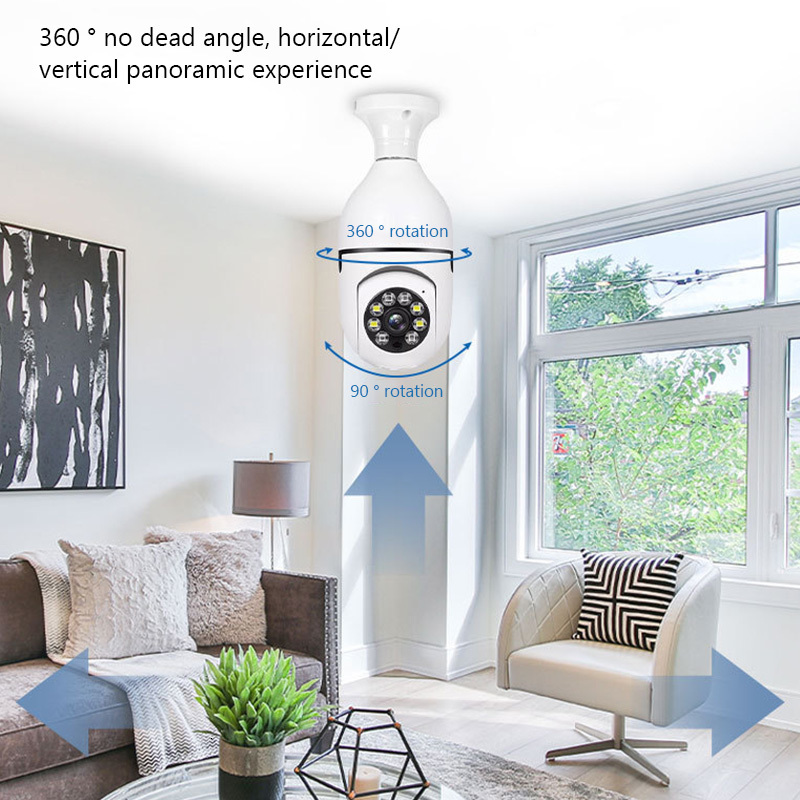 IP Cameras 5G Bulb Surveillance Night Vision Full Color Automatic Human Tracking Zoom Indoor Security Monitor Wifi Camera