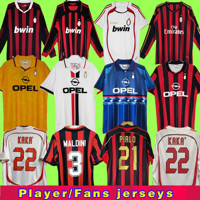 

90 91 Retro shirts SOCCER JERSEYS 95 96 97 Gullit 01 02 03 12 14 15 Maldini Van Basten football KAKA Inzaghi 06 07 PIRLO SHEVCHENKO BAGGIO Ac MIlans JERSEY, 06-07 away