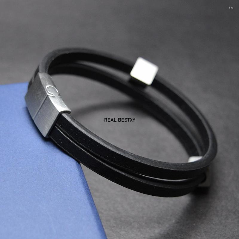 Strand 5Pcs/Lot Engrave Logo Simple Style Men's Hand-Woven Leather Bracelet Black High-Quality Metal Buckle Wristband Gifts
Strand 5Pcs/Lot Engrave Logo Simple Style Men's Hand-Woven Leather Bracelet Black High-Quality Metal Buckle Wristband Gifts
