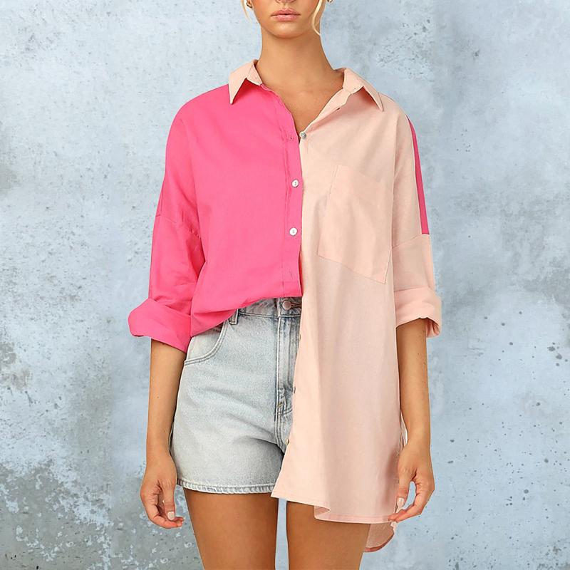 Women's Blouses & Shirts Spring And Summer Top Shirt Print Long-sleeved Solid Color Casual Blouse Pullover Patchwork Brand Tees, Pink
Women's Blouses & Shirts Spring And Summer Top Shirt Print Long-sleeved Solid Color Casual Blouse Pullover Patchwork Brand Tees, Pink