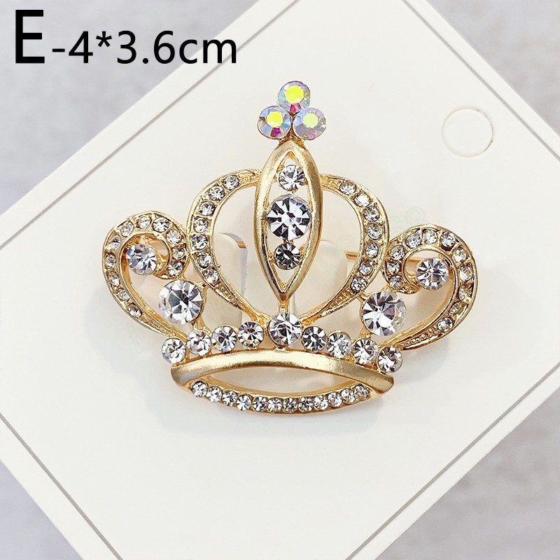 Fashion Crown Brooches Suit Lapel Pins Clear Rhinestone Pins Dress Decoration Buckle Jewelry Accessories For Women Gift