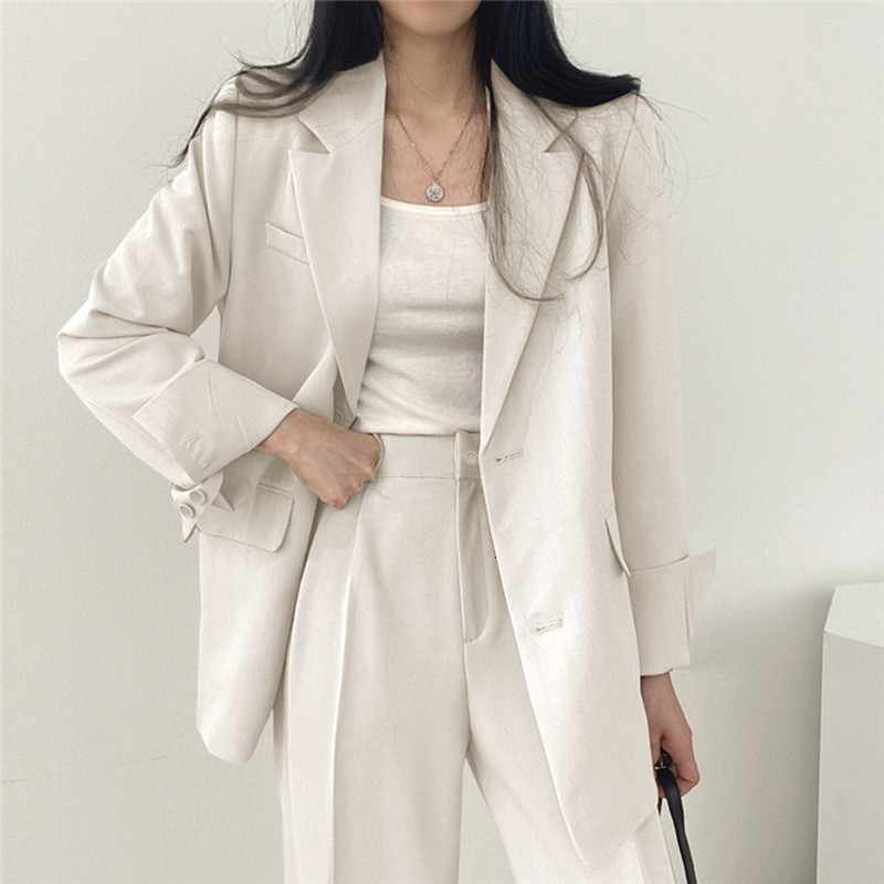 Womens Two Piece Pants Women Casual Blazers Coats Chic Loose Single Breasted Office Lady Pantsuit Solid Elegant Suit Tops and Trousers Outerwear Mujer 230316, Beige pants
Womens Two Piece Pants Women Casual Blazers Coats Chic Loose Single Breasted Office Lady Pantsuit Solid Elegant Suit Tops and Trousers Outerwear Mujer 230316, Beige pants