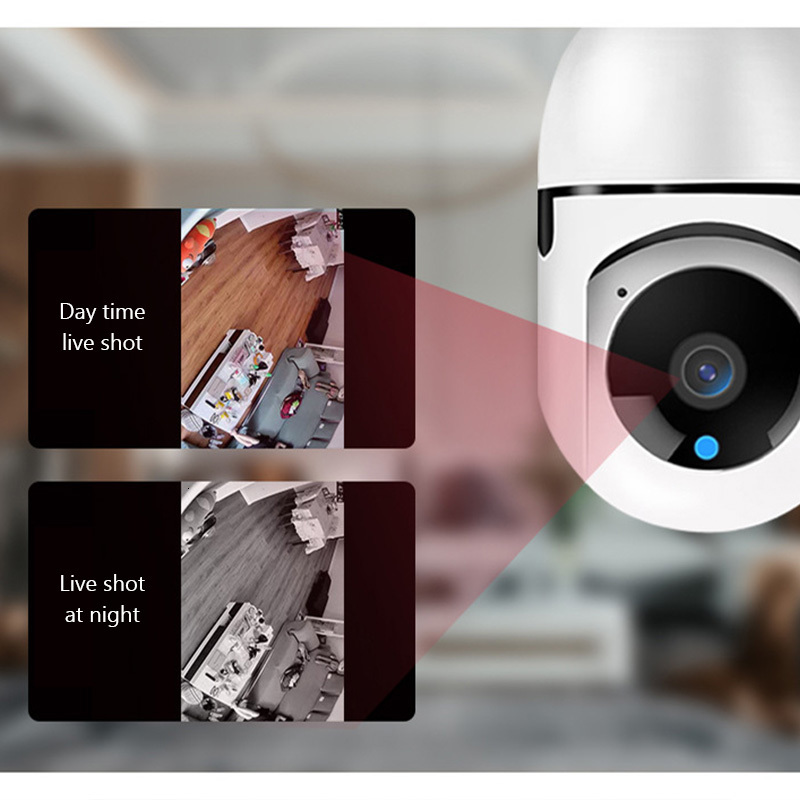 IP Cameras 5G Bulb Surveillance Night Vision Full Color Automatic Human Tracking Zoom Indoor Security Monitor Wifi Camera