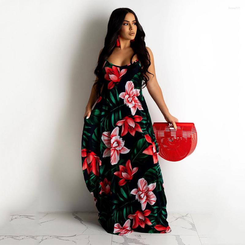 Casual Dresses Boho Flower Leaf Print Long Maxi Strap Women Summer 2023 Sexy Sleeveless Sundress Loose Dress Vestidos De Mujer, Red blue
Casual Dresses Boho Flower Leaf Print Long Maxi Strap Women Summer 2023 Sexy Sleeveless Sundress Loose Dress Vestidos De Mujer, Red blue