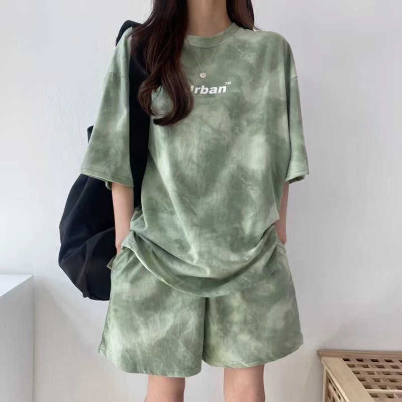 women 2023 tracksuits sport suits Tie-dyed short-sleeved shorts for two-piece summer fashion loose casual sportswear suit