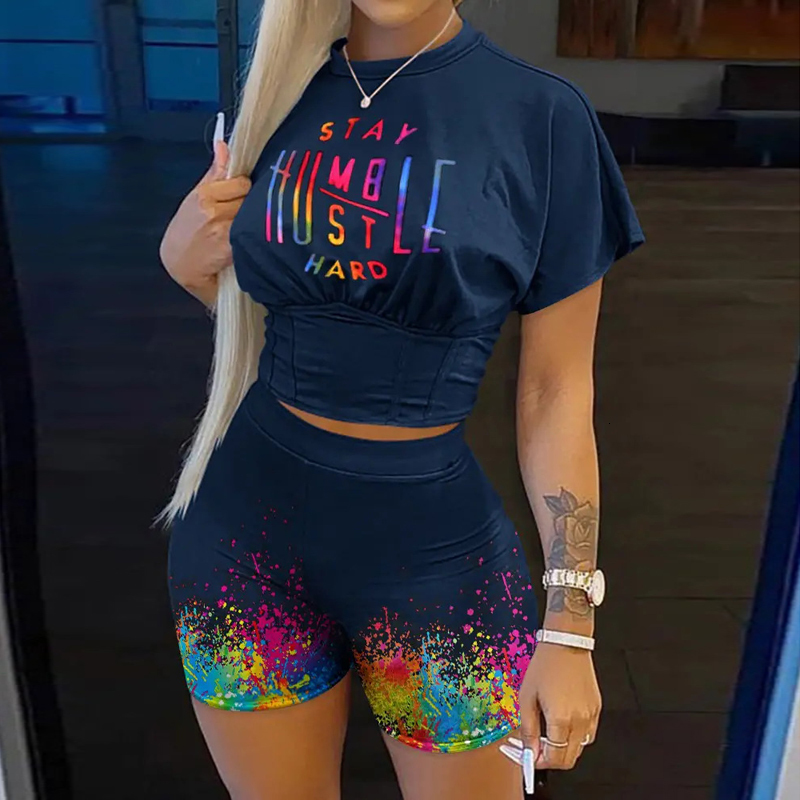 Women' Two Piece Pants Two Piece Set Women Letter Print Short Sleeve Crop Corset T-shirt Ladies High Waist Shorts Pants Set Outfits 230316, Style 1
Women' Two Piece Pants Two Piece Set Women Letter Print Short Sleeve Crop Corset T-shirt Ladies High Waist Shorts Pants Set Outfits 230316, Style 1