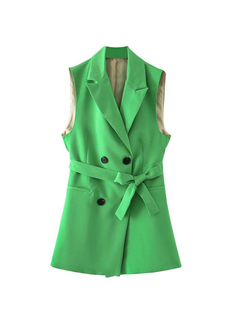 Women' Vests Women Green Long Vest 2023 Chic Spring Double Breasted Sashes Blazer Jacket Office Ladies Tailored Collar Suit WaistcoatWomen, Ar006
Women' Vests Women Green Long Vest 2023 Chic Spring Double Breasted Sashes Blazer Jacket Office Ladies Tailored Collar Suit WaistcoatWomen, Ar006