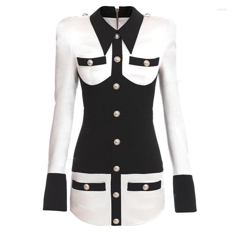 Casual Dresses High-quality 2023 Brand Fashion Black And White Stitching Satin Temperament French Long-sleeved Single-breasted Slim Dress, Photo color
Casual Dresses High-quality 2023 Brand Fashion Black And White Stitching Satin Temperament French Long-sleeved Single-breasted Slim Dress, Photo color