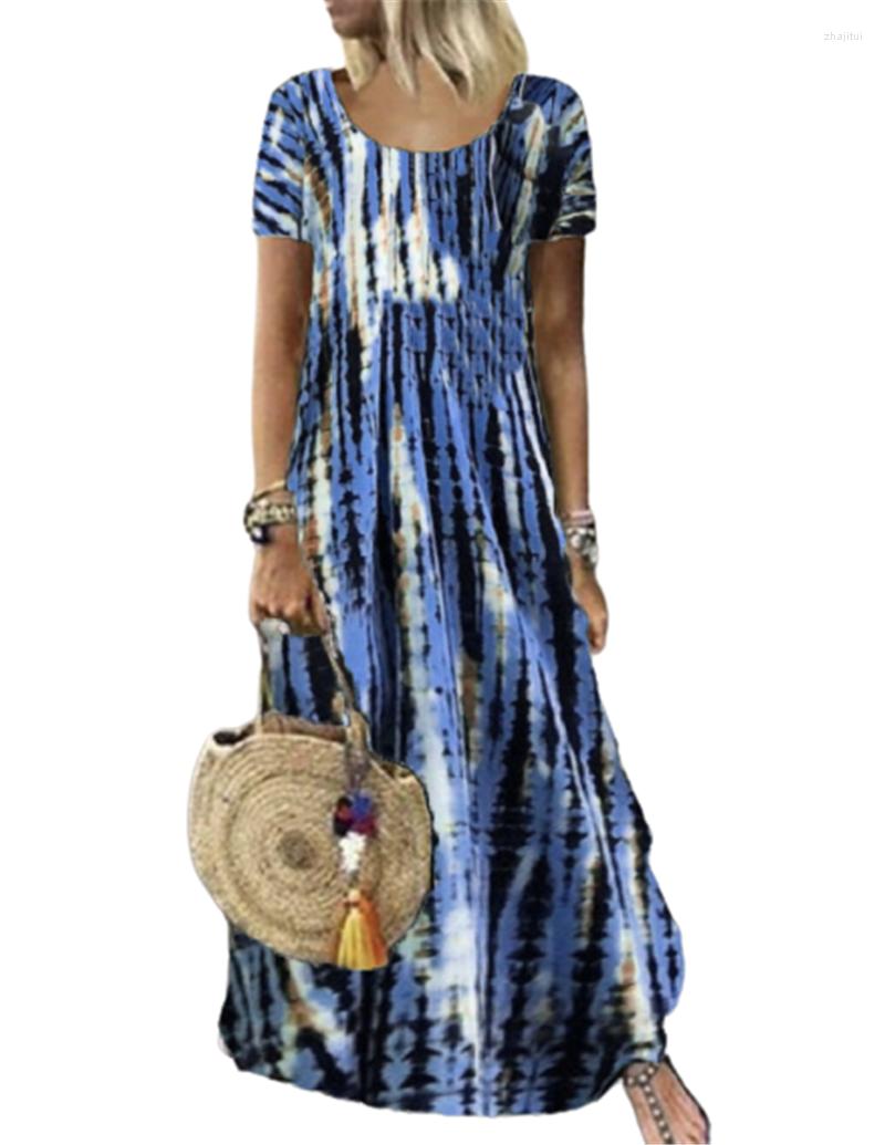 Casual Dresses Boho Dot Tie Dye Print Maxi Dress Summer Women Elegant O-Neck Short Sleeve T-shirt Fashion Party Vestidos, Ts2128 blue
Casual Dresses Boho Dot Tie Dye Print Maxi Dress Summer Women Elegant O-Neck Short Sleeve T-shirt Fashion Party Vestidos, Ts2128 blue