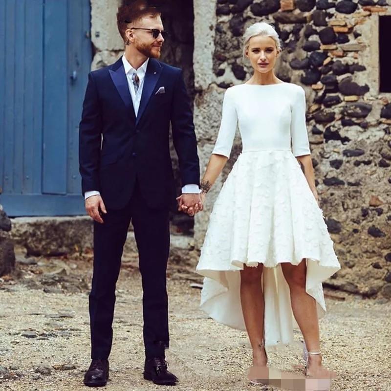 2023 Arabic A Line Wedding Dresses Satin Sleeves Vintage Sashes Ruched High Low Length Simple Formal, Ivory
2023 Arabic A Line Wedding Dresses Satin Sleeves Vintage Sashes Ruched High Low Length Simple Formal, Ivory