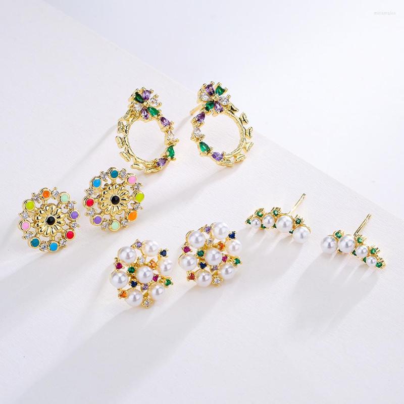Stud Earrings Exquisite 4 Candy Colors Pearl Zircon Flower Shape Creative Design Romantic Wedding Party Jewelry Gift
Stud Earrings Exquisite 4 Candy Colors Pearl Zircon Flower Shape Creative Design Romantic Wedding Party Jewelry Gift
