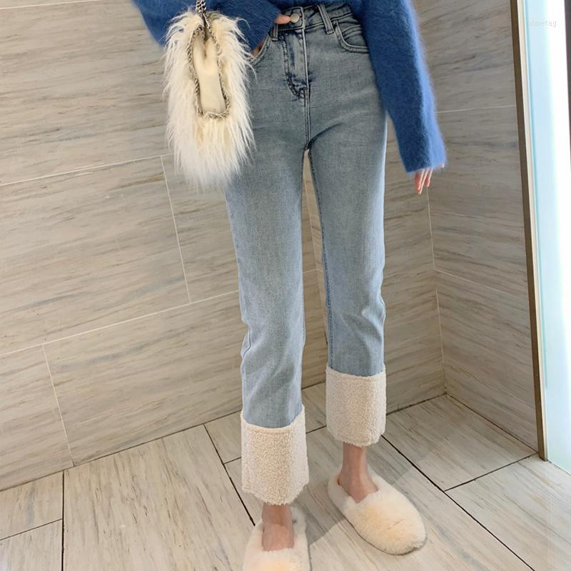 Women' Jeans Korean Design Winter Thicken Women Plush Warm High Waist Nine Point Long Pants Female, Blue
Women' Jeans Korean Design Winter Thicken Women Plush Warm High Waist Nine Point Long Pants Female, Blue