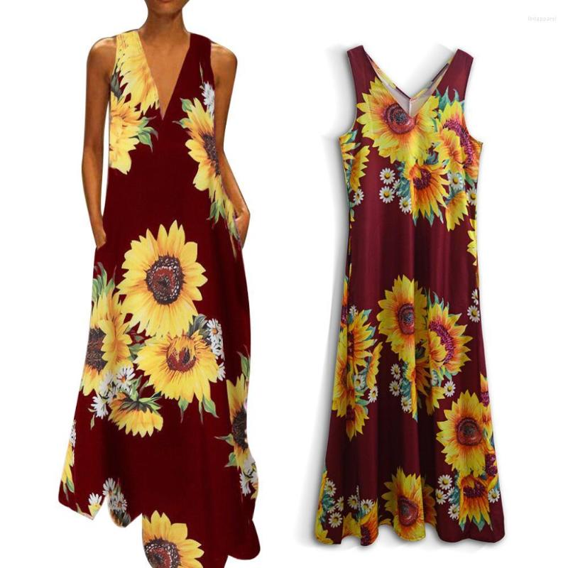 Casual Dresses Women Summer Sexy Sleeveless O Neck Party Beach Dress Vintage Boho Sunflower Printed, White
Casual Dresses Women Summer Sexy Sleeveless O Neck Party Beach Dress Vintage Boho Sunflower Printed, White