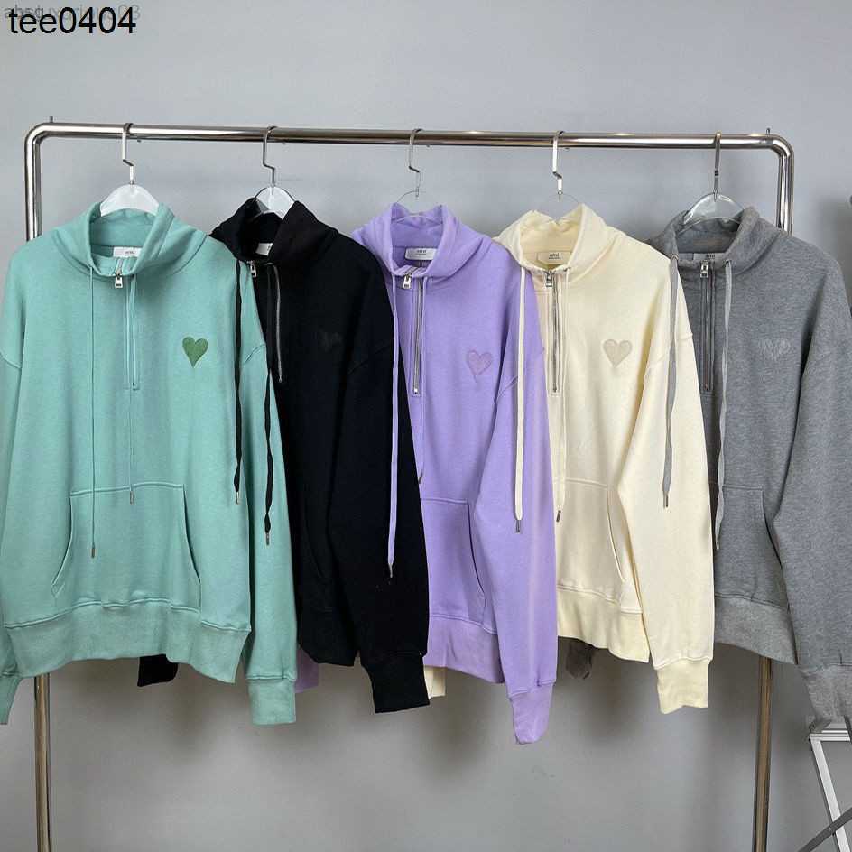Designer Amis Fashion Hoodies Love Letter Embroidered Sweater Men's and Women's Same Style Half High Collar Zipper Pullover Loose, Green 2109
Designer Amis Fashion Hoodies Love Letter Embroidered Sweater Men's and Women's Same Style Half High Collar Zipper Pullover Loose, Green 2109