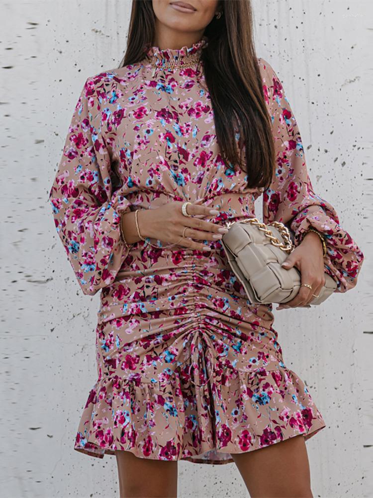 Casual Dresses Office Chic Ruffle Turtleneck Lady Mini Dress Elegant Floral Print Drawstring Drape Party Women Long Sleeve Autumn, 03 pink floral
Casual Dresses Office Chic Ruffle Turtleneck Lady Mini Dress Elegant Floral Print Drawstring Drape Party Women Long Sleeve Autumn, 03 pink floral