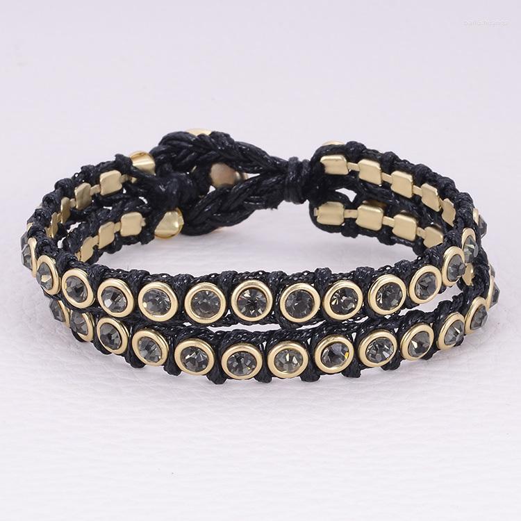 Strand Double Strands Handmade Braided Bracelet With Crystal Cup Claw Chains Knot Wiht Button Style
Strand Double Strands Handmade Braided Bracelet With Crystal Cup Claw Chains Knot Wiht Button Style
