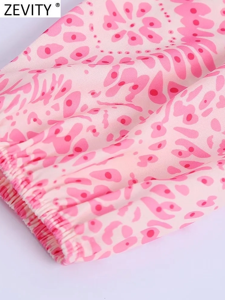 Casual Dresses Zevity Women Sweet Totem Floral Print Big Swing Mini Shirt Dress Female Chic Lantern Sleeve Casual Slim Lace Up Vestidos DS892 230316