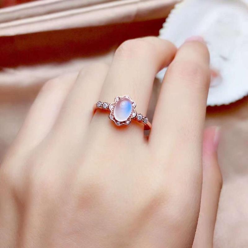 Cluster Rings Natural Moonstone Ring 925 Sterling Silver Fine Jewelry For Men Or Women