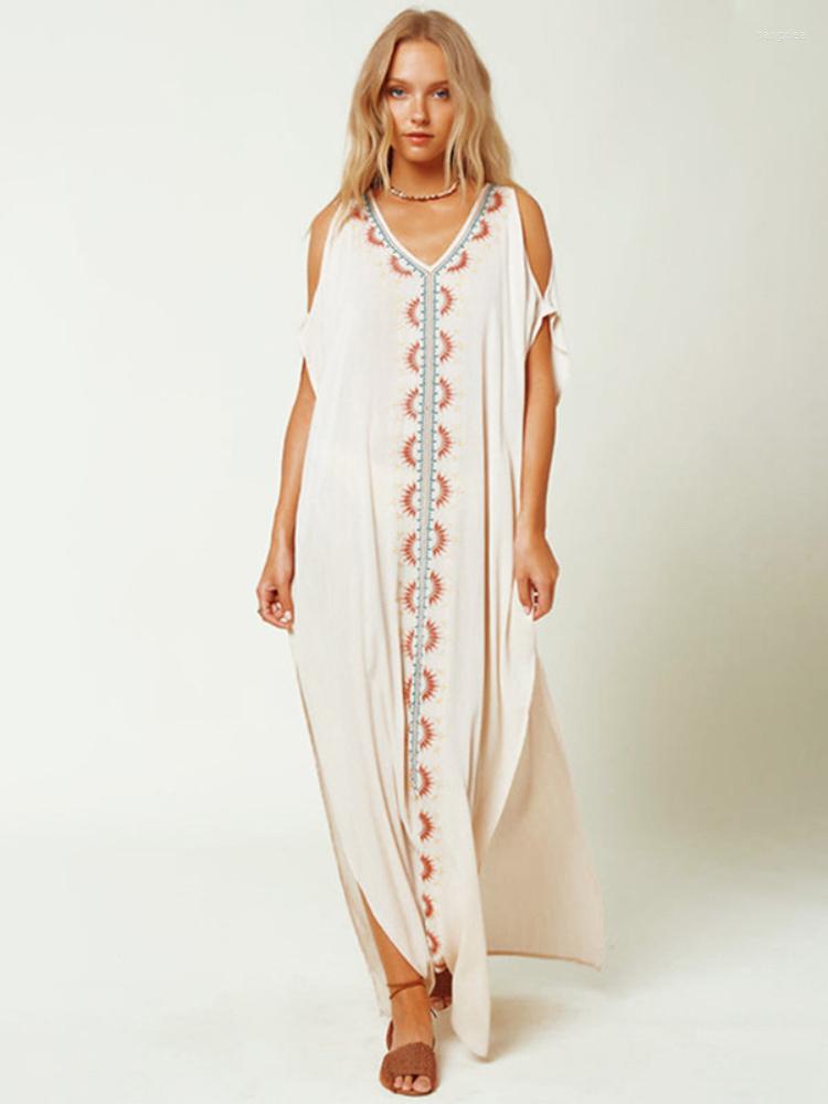 Women's Swimwear White Beach Dresses Cold Shoulder Maxi Robe Embroideried Kaftans For Women Swimsuit Cover Up Summer Holiday Pareo Bathing
Women's Swimwear White Beach Dresses Cold Shoulder Maxi Robe Embroideried Kaftans For Women Swimsuit Cover Up Summer Holiday Pareo Bathing