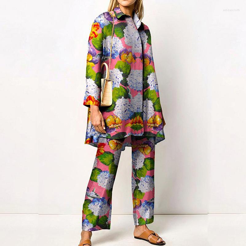 Women's Two Piece Pants Lady Turn-down Collar Shirt Straight Pant Casual Loose 2pc Set Fall Retro Pattern Print Long Sleeve Suit Fashion, 04 daisy flower
Women's Two Piece Pants Lady Turn-down Collar Shirt Straight Pant Casual Loose 2pc Set Fall Retro Pattern Print Long Sleeve Suit Fashion, 04 daisy flower